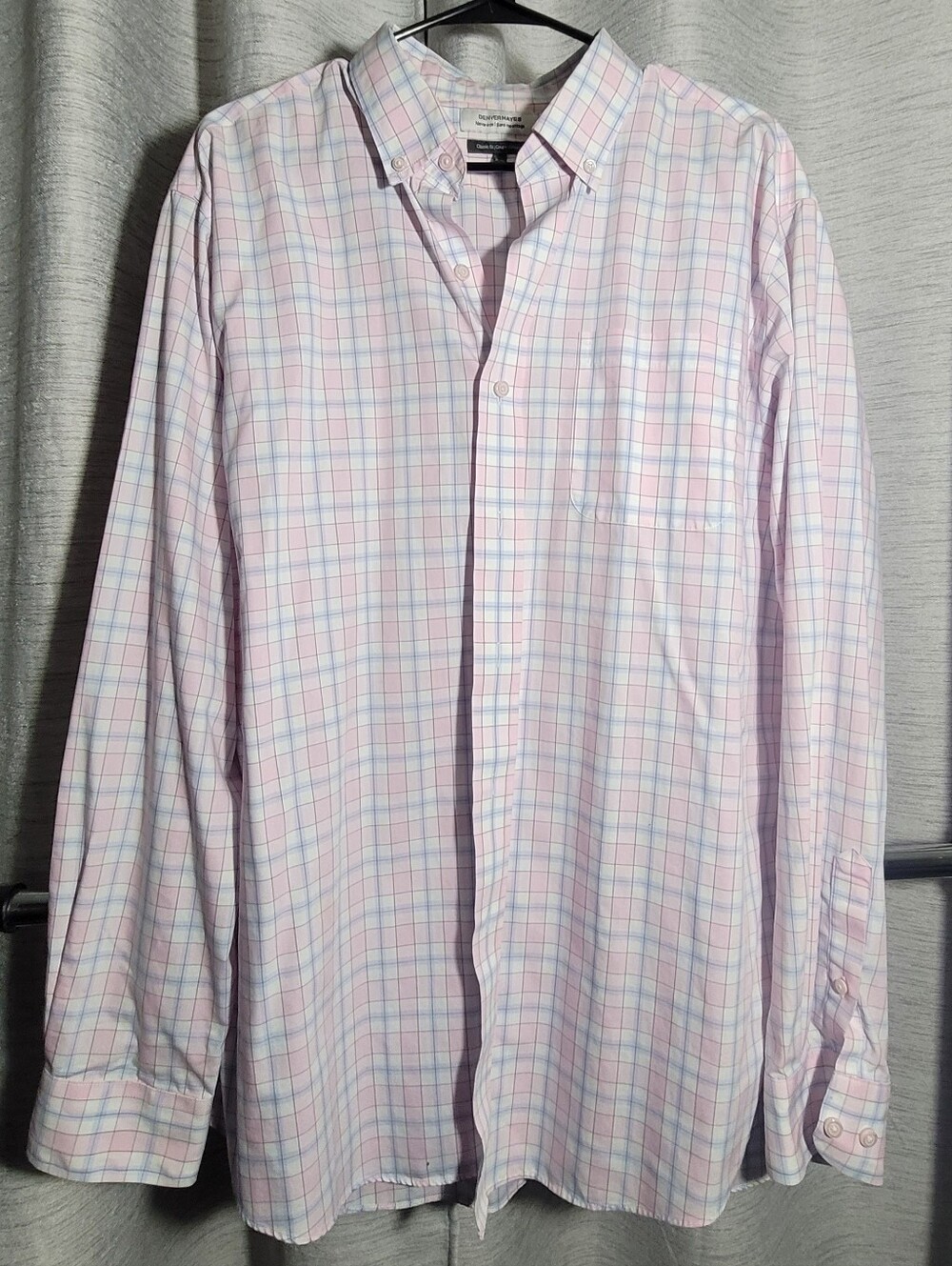 Denver Hayes Men’s Pink & Blue Plaid Button-Down Shirt XL